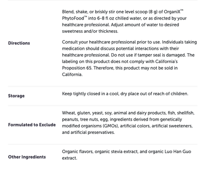 OrganiX™ PhytoFood™ 30 Servings