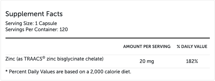 Zinc Glycinate 120 Capsules